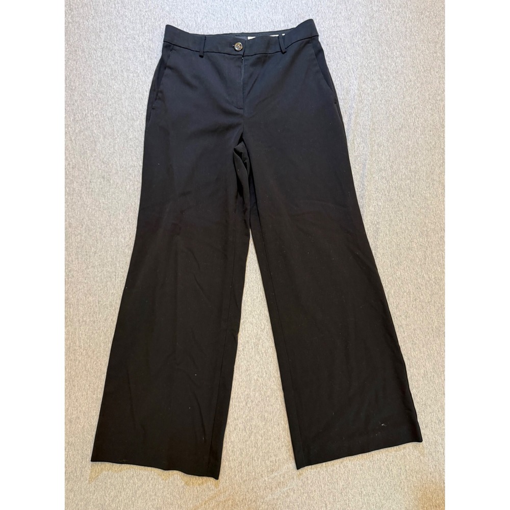 Ann Taylor Black Wide Leg Trousers High Rise Stretch Dress Pants Size 6